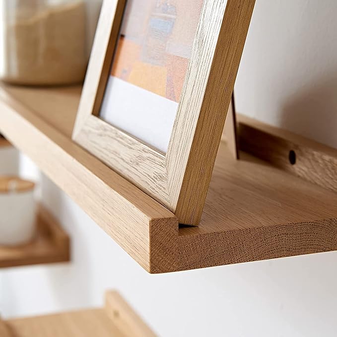 Long Floating Shelf 48 Inch Natural Wood Shelves, Rustic Display Books Picture Ledge Shelf for Wall Mounted, Natural Solid Oak Wood Shelf, Easy to Install, Natural Color, 48 *4 *1.5 (1 Pack)