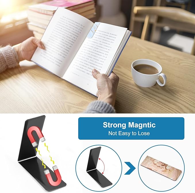 30 Pcs Magnetic Bookmarks, Beautiful Marble Page Markers Magnetic, Marble Magnetic Page Stand Bookmarks for Teachers School Home Office Reading Bookmarks