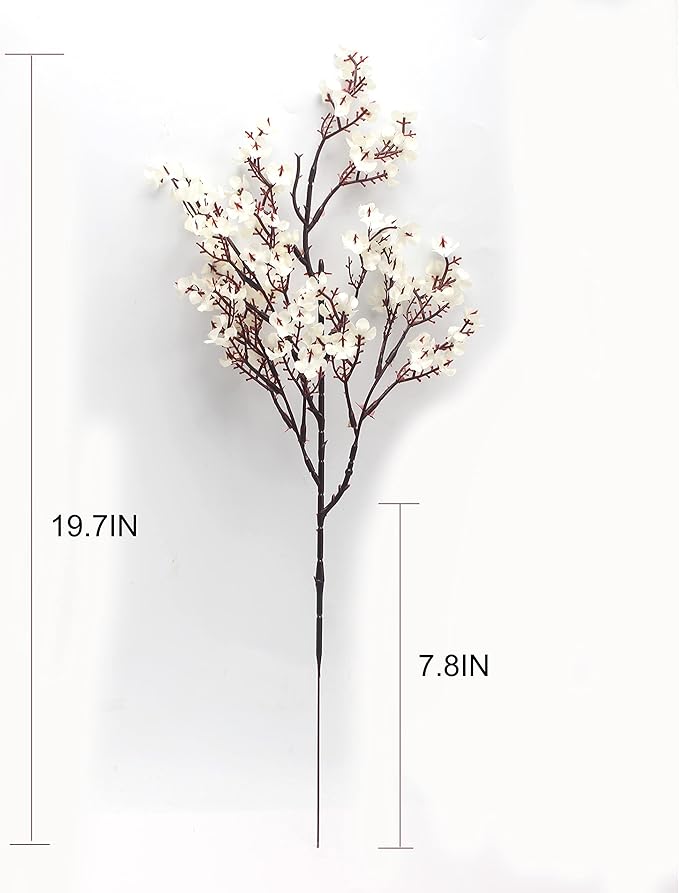20pcs Babys Breath Artificial Flowers Gypsophila Bouquet Bulk Fake Spring Silk Small Flowers Real Touch Faux Floral for Home Bedroom Kitchen Garden Wedding Christmas Party DIY Decor (White)