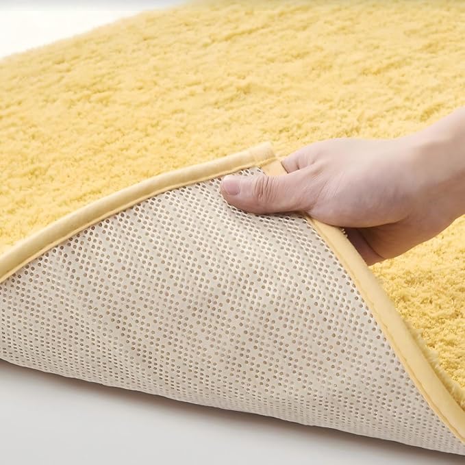 CozeCube Upgraded Shaggy Bath mat for Bathroom Non Slip 16" X 24", Super Soft Quick Dry Bath Rugs, Fluffy Plush Bathroom Rugs Machine Washable, Golden Brown