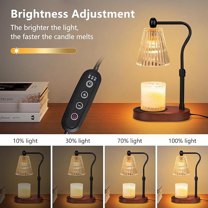 Candle Warmer Lamp with Dimmer 2 Bulbs, Candle Warmer with Timer Adjustable Height for Scented Wax Jar Candles, Gifts for Women Mom New Home, Christmas Gifts for Woemn Mothers Day, Birthday
