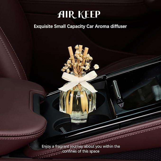 Airkeep Reed Diffuser Set with 3 Sticks,3.04oz Clean Linen Baby's Breath Flower Flame Free Fragrance Diffuser for Home Décor Floral Diffuser Room Fresheners for Home Long Lasting