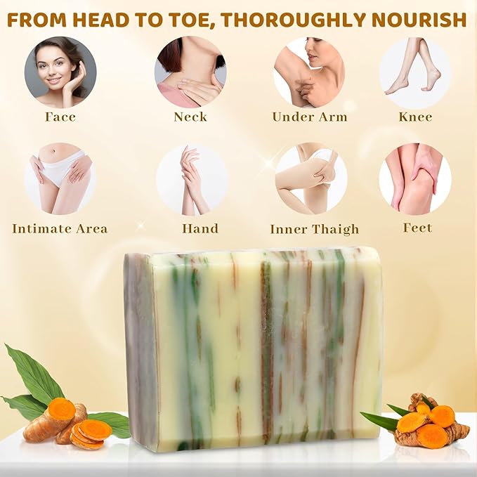 Turmeric Soap Bar for Face and Body, Organic Tumeric Soap Natural Handmade Bar Soap Cold Process with Moisturizing Olive Oil, Nourish and Soothe Face Body for Radiant Glow, 3.53 oz