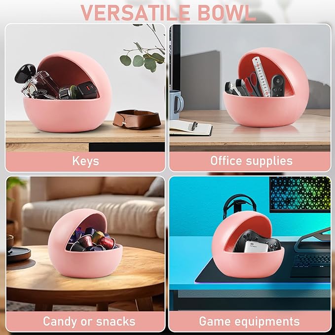 Decorative Pink Candy Bowl For Kitchen Counter Key Bowl For Entryway Table Resin Multifunctional Modern Dish
