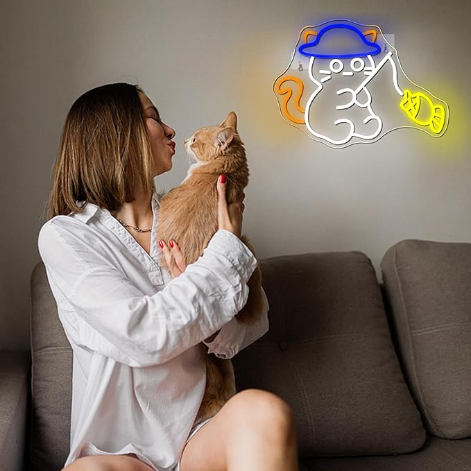 NEONLOVE Cat Neon Signs - USB Powered LED Cat Neon Light Signs with Remote Control for Wall Decor, Bedroom, Bar, Party, Men's Cave