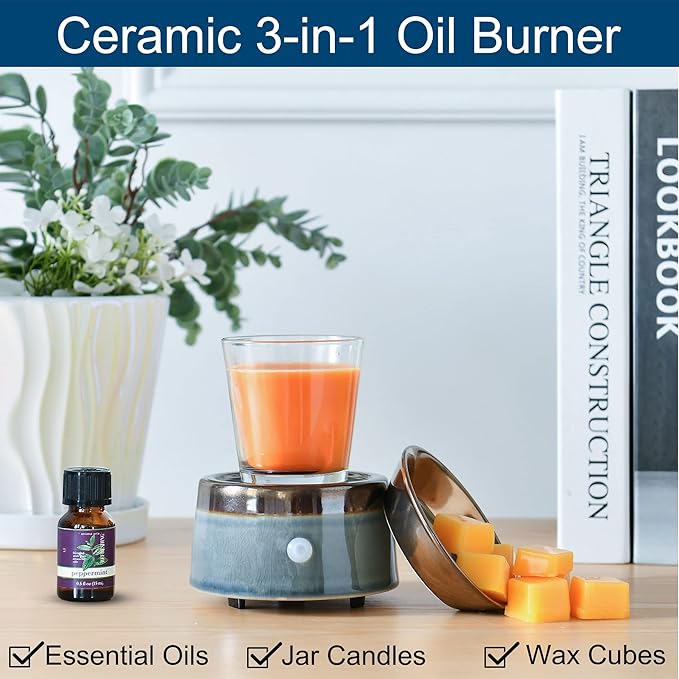 kobodon Ceramic Candle Wax Warmer,Home Fragrance Diffuser, Wax Melter Fragrances Candles Oils, Fragrance Warmer Candles or Wax Melts as Gifts for Mom Grandma Women…