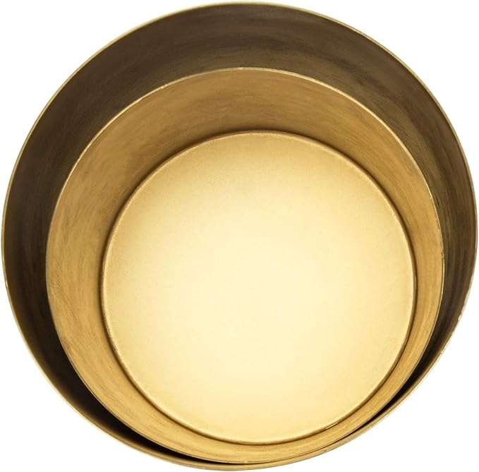 MyGift Modern Brushed Brass Plated Indoor Plant Pot, Cylindrical Metal Vase, 5 and 6 Inch, Set of 2 - Handcrafted in India