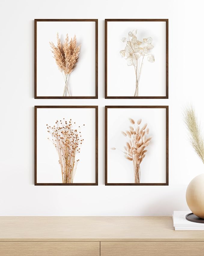 HAUS AND HUES Brown Plant Set of 4-16x20 Framed Walnut