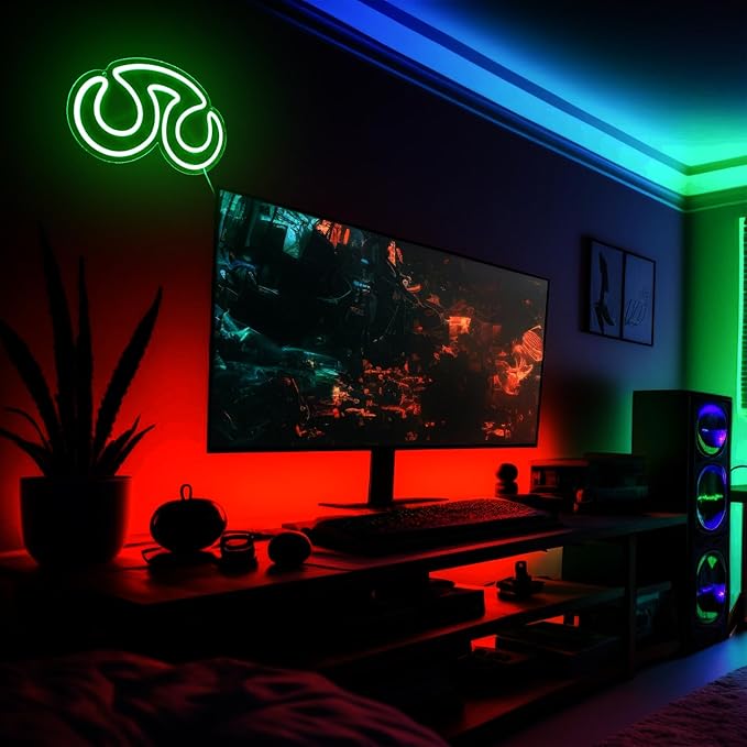 Gaming Scholar Neon Sign for Wall Decor, 12.8" x 7.8 ", Line Length 75", Dimmable, USB Powered, Green Neon Light for Bedroom, Game Room, Birthday Decorations