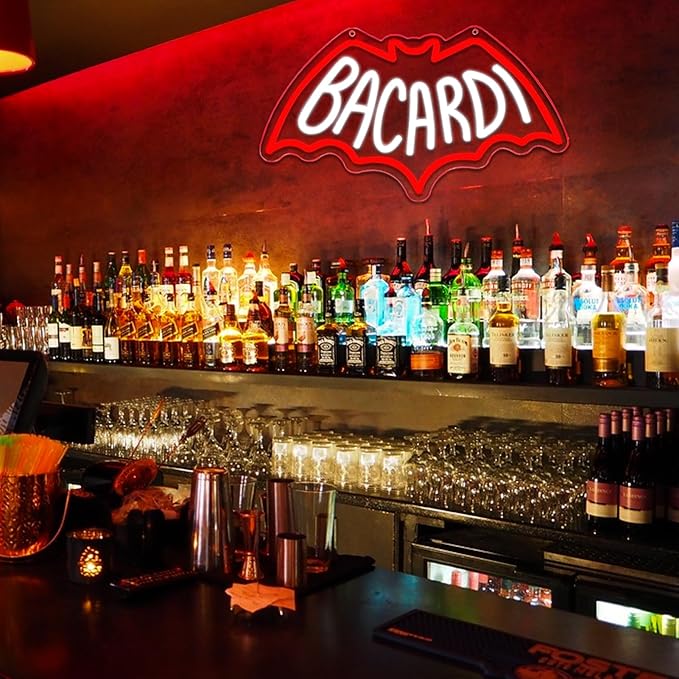 Bacardi Rum neon commercial sign for store wall decor,USB Powered Neon Bar Signs,Neon Lights for Man Cave, Bedroom, Home Bar, Store, Club, Bistro, Party, Gifts (Bar)