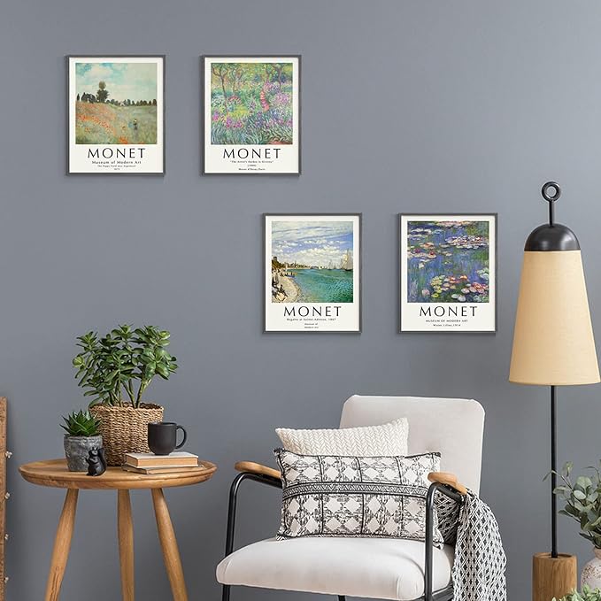 Claude Monet Artwork Paintings - UNFRAMED Wall Art Posters, Famouse Painting Prints, Vintage Decor for Living Room & Bathroom - 11"x14"