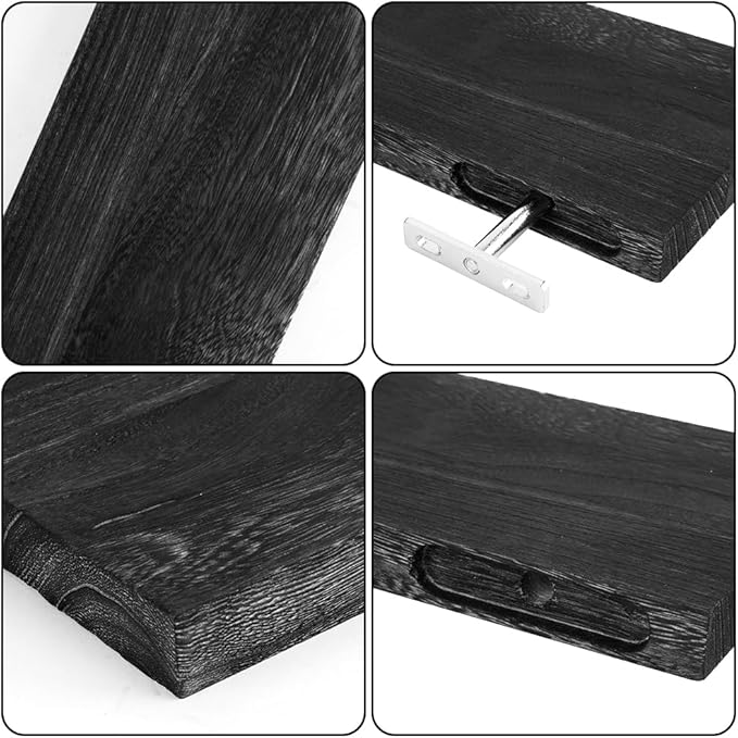 Floating Shelves for Wall, 16*6*1inch Wood Wall Mounted Shelves for Room Decor, Repisas Flotantes for Book Bathroom Bedroom Storage, Renter Friendly Shelves with Invisible Brackets (Black)