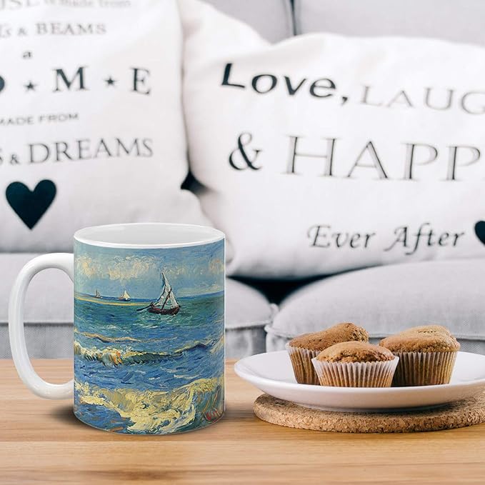 MUGBREW Classic Art Seascape Near Les Saintes Maries De La Mer Vincent Van Gogh Ceramic Coffee Mug Tea Cup, 11 OZ