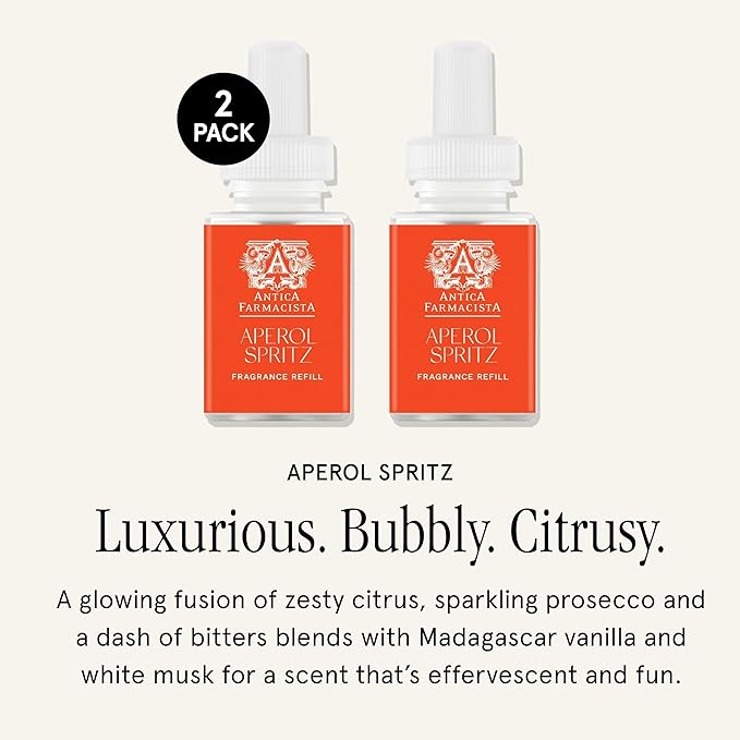 Pura & Antica Farmacista Home Scent Refill - Smart Home Air Diffuser Fragrance - Up to 120-Hours of Luxury Fragrance per Refill - Household Essential - Safe Diffuser Fragrance - 2 Pack, Aperol Spritz