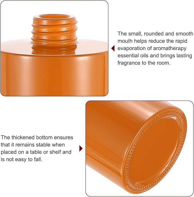 HARFINGTON Empty Glass Diffuser Bottle 140ml/4.7oz Refillable Fragrance Accessories Aromatherapy Jar Container for Replacement Reed Diffuser DIY Home Bathroom Orange with Gold Tone Cap