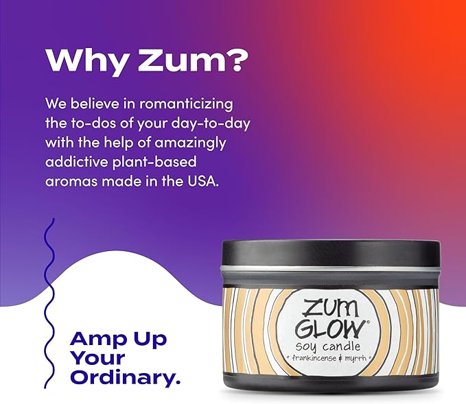 Indigo Wild Zum Glow Frankincense & Myrrh Candle - Soy Wax Candle with Lead-Free Wick - Relaxing Candles Scented with Essential Oils - Long-Lasting Scented Candles - 30-Hour Burn Time - 7 oz (3 Pack)