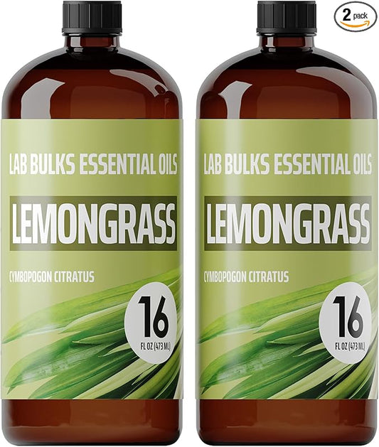 Lemongrass Essential Oil 2-Pack, 16oz Bottle, Bulk for Diffusers, Home, Care, Aromatherapy, Candles