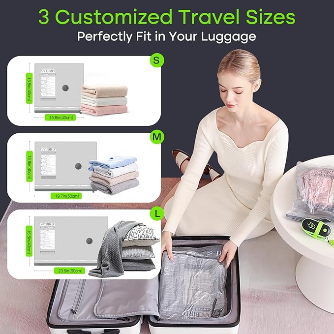 18 Pack Vacuum Bags for Travel with USB Pump, Compression Travel Vacuum Bags for Luggage and Suitcase, Carry-on Size Space Saver Bags for Clothes and Clothing