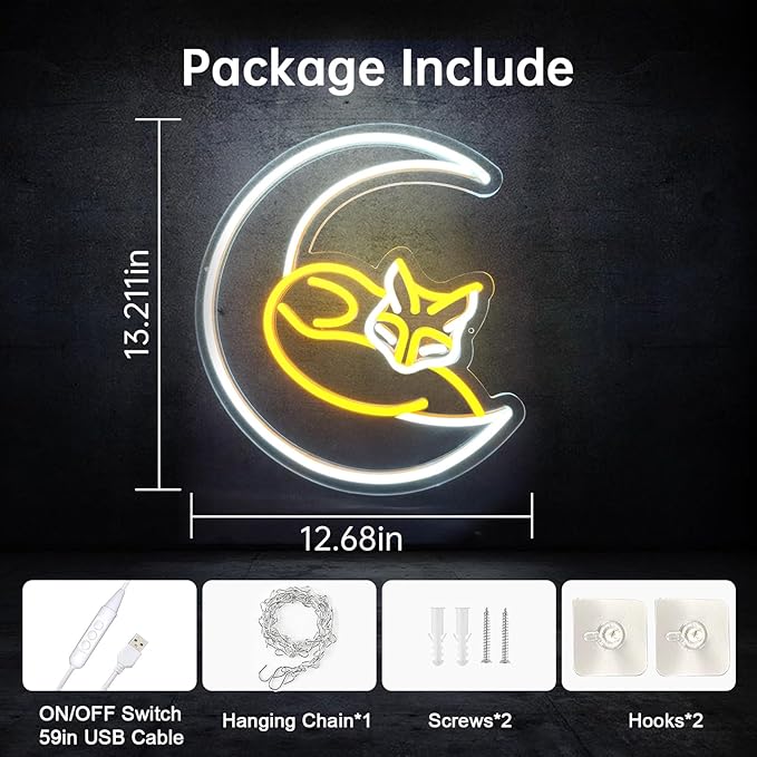 Fox Neon Sign, Neon Sign for Wall Décor, Animal Neon Lights LED Sign Dimmable Fox Light Up Signs for Wall Decor Bedroom Kids Room Neon Wall Art Fox Decor Gifts