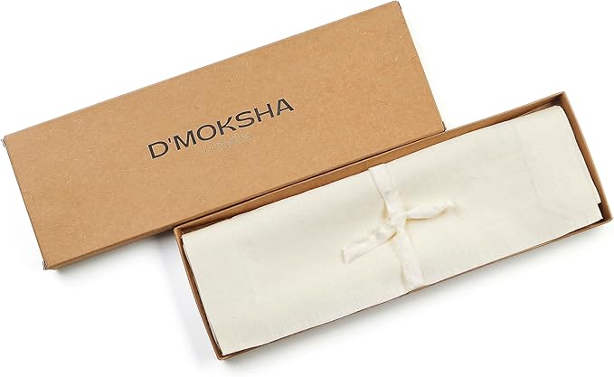 D'Moksha Homes Linen Ivory Placemats Set of 8-100% Pure Linen Placemats 14 x 19 Inch for Summer - Handcrafted and Machine Washable