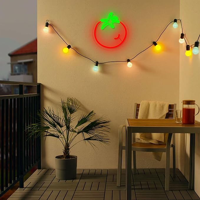 Tomato Neon Sign for Wall Decor,Cute Fruit LED Neon Light 9.4 * 10.2 inch Dimmable USB Kawaii Small Tomato Light Up Sign for Boys Girls Room Restaurant Birthday Party barn