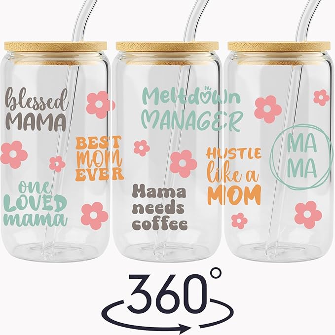 Best Mom Ever Sipper Glass, Coffee Cup for Mama, Mother's Day Gift, Present for Mom, 16oz Sipper Glass Can, Best Mama Gift, Gifts for Her, Birthday, Christmas, Thanksgiving Gifts from Daughter, Son