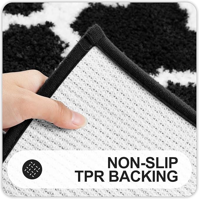 OLANLY Bathroom Rugs 71x24, Soft and Absorbent Microfiber Bath Rugs, Non-Slip Shaggy Shower Carpet, Machine Wash Dry, Bath Mats for Bathroom Floor, Tub and Shower, Black