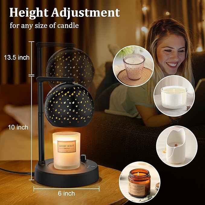 Candle Warmer Lamp, for Mom Women, Candle Warmer with Timer and Dimmer, Electric Wax Melt with 2 Bulbs, Housewarming Gifts New Home Room Decor