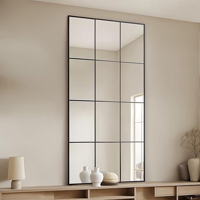 Antok Decorative Mirrors for Wall Decor, 72" x 36" Decorative Wall Mirror Black Window Mirrors Wall Mounted Decorative Mirror for Living Room Dining Room Hallway Entryway,Black,Retro Rect Style