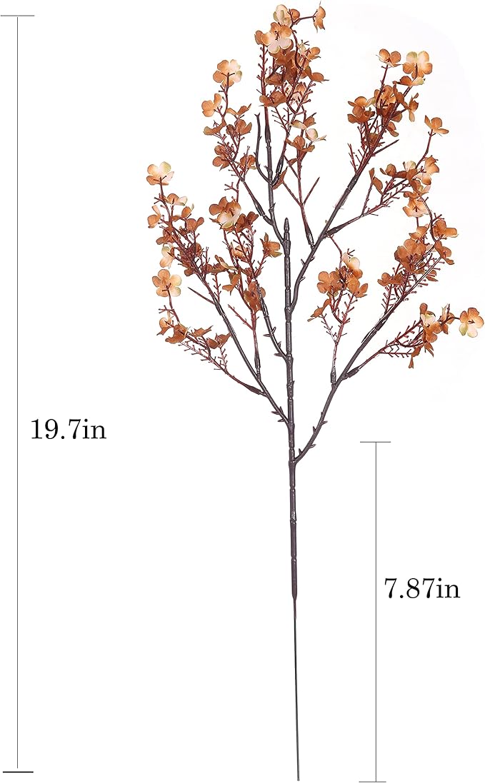 JAKY-Global Babys Breath Silk Artificial Flowers 6 Bundle Fake Plants Fall Stems Decorations for Home,Farmhouse Decor Bouquets DIY Garden (Dark Brown White 6pcs)