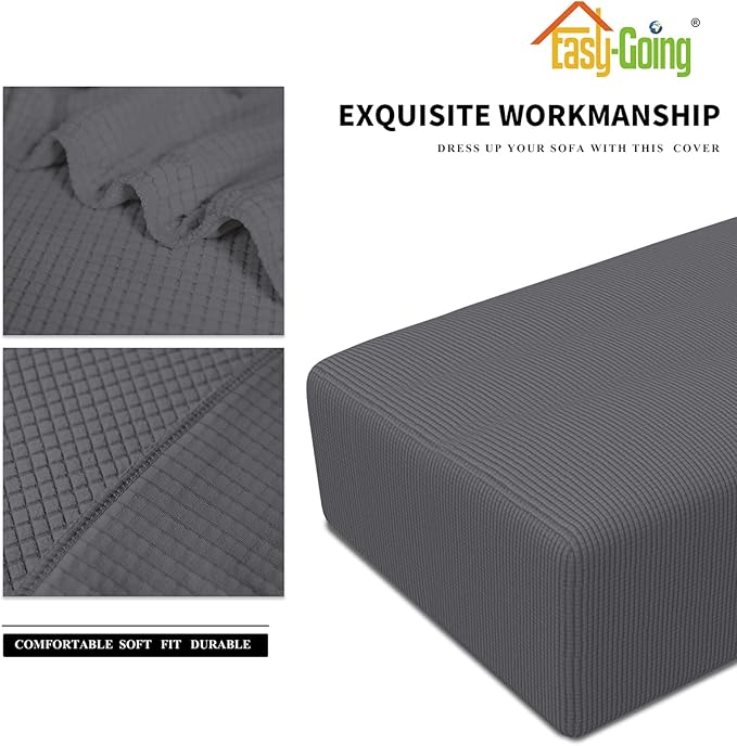Easy-Going Stretch Ottoman Cover Folding Storage Stool Furniture Protector Soft Rectangle Slipcover with Elastic Bottom (Ottoman XX-Large, Grey)