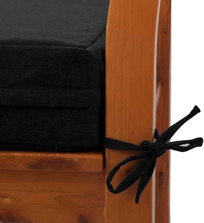 FUNHOME Outdoor Cushion Covers 20 x 18 x 4 inch,Set of 2,Replacement Seat Cushion Cover for Patio Furniture Chair,Water Resistant,Fade-Resistant Slipcover Only,No Insert(Black)