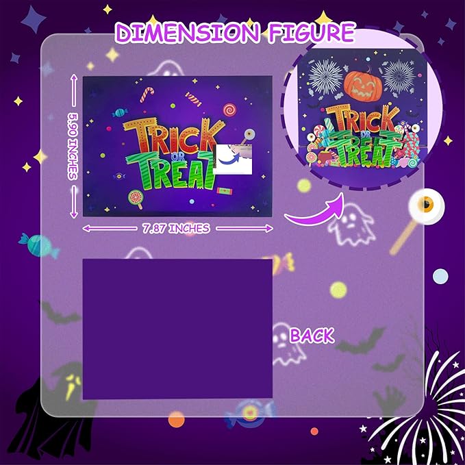 3D Pop Up Trick Or Treat Pumpkin Halloween Card, with light and music, For Kids, Friend, Boyfriend, Girlfriend, Husband, Him, Women - Skull, Ghost, Envelope