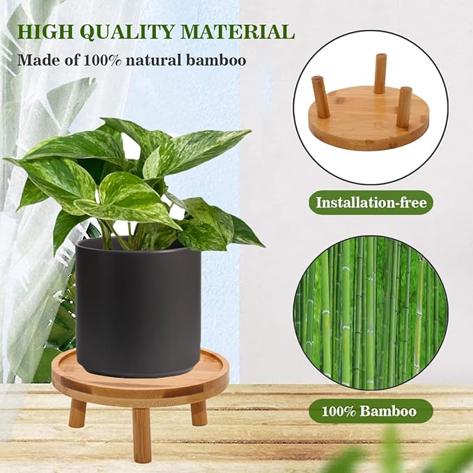 ARTORA Mid Century Modern Plant Stand, Wood Indoor Plant Holder Succulents Plant Pot Raiser Decorative Corner Planter Stand for Small to Medium Plants (Natural 2PCS)