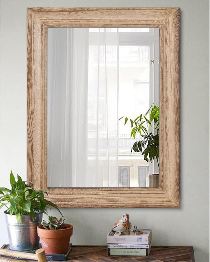 Rustic Mirror with Wood Frame Rectangular Mirrors for Wall Decorative for Bathroom Bedroom Living Room Home Entryway Large 26"x18"
