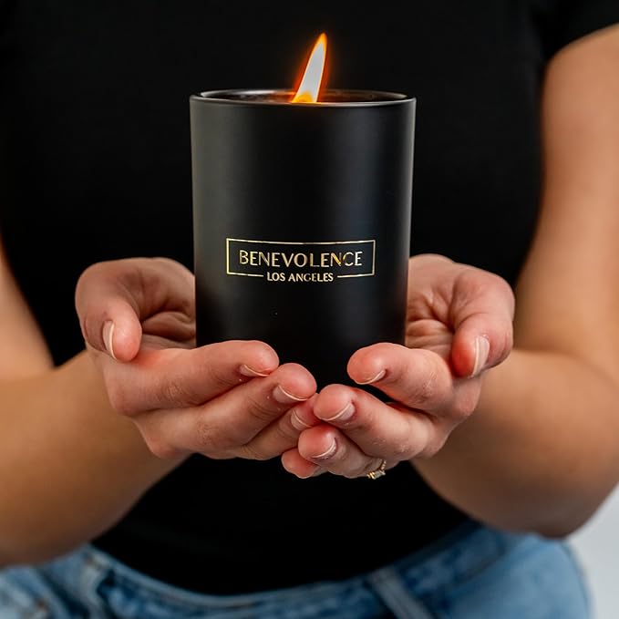 Benevolence LA Charcoal Scented Candle | Soy Candles, Black Candle for Home | Gifts for Women and Men | Home Fragrance | Aromatherapy | Bathroom Freshener | 10oz