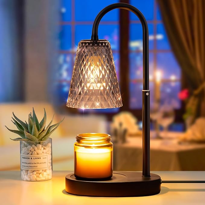 Candle Warmer Lamp Electric with Timer Candle Burner Lamp Shade Top Flameless Jar Height Adjustable