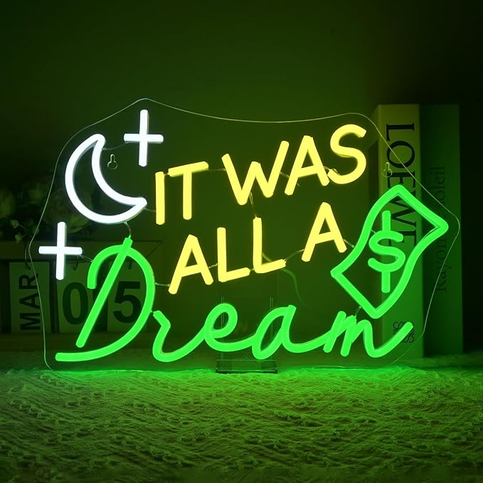 It Was All a Dream Neon Sign Wall Decor Neon Light Bedroom Wall Decor Suitable for Classroom Book Party Library Decoration Reading Room Bookish Decor Gift