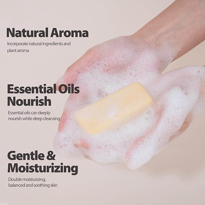 Natural Botanical Bar Soap With Vitamin E Pure Plant Oil Bath Body Soap Variety Bars Lemongrass,Tea Tree,Roman Chamomile Rich Creamy for Men, Women All Skin, 3Pack Cold Process Tree Tea Soap Bar Gift