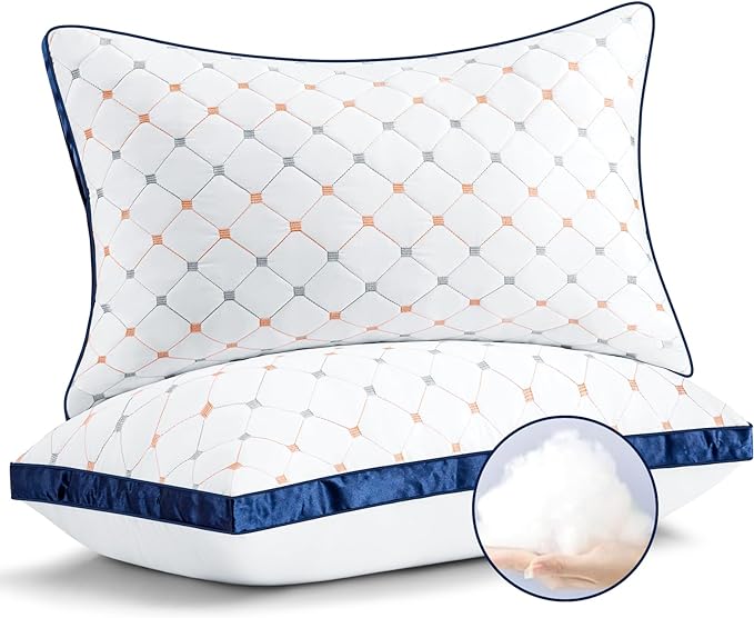 Pillows King Size Set of 2, Luxury Hotel Quality Bed King Pillows, Fluffy Down Alternative Pillows 2 Pack for Sleeping, Soft Gusseted Cooling Pillows for Side, Back or Stomach Sleepers