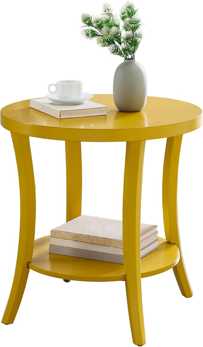 Roundhill Furniture Perth Contemporary Round End Table with Shelf