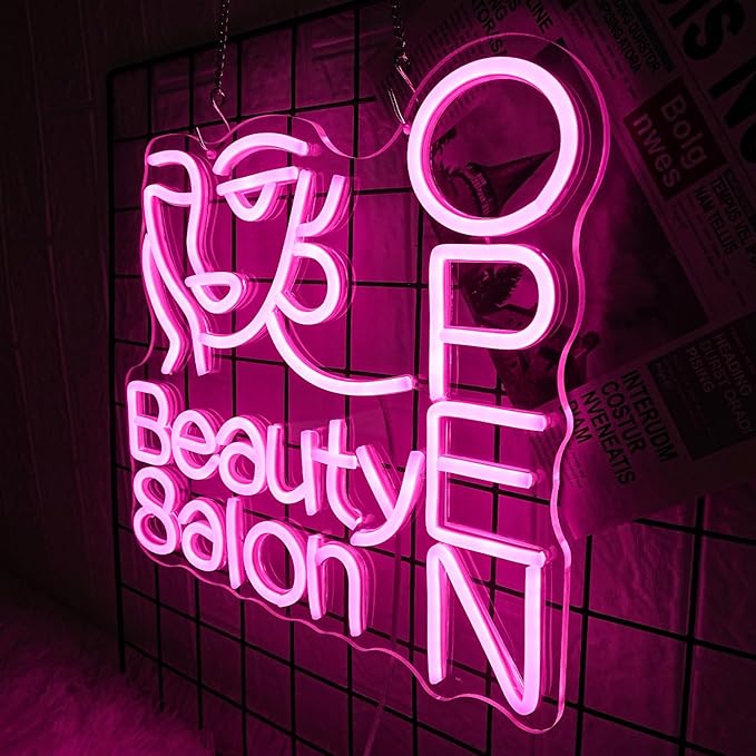 Beauty Salon Open Neon Sign Salon Neon Light Beauty Salon Led Light Open Neon Light Up Sign for Beauty Salon Nails Studio Hairdressing Shop Barber Shop Dressing Room Decoration
