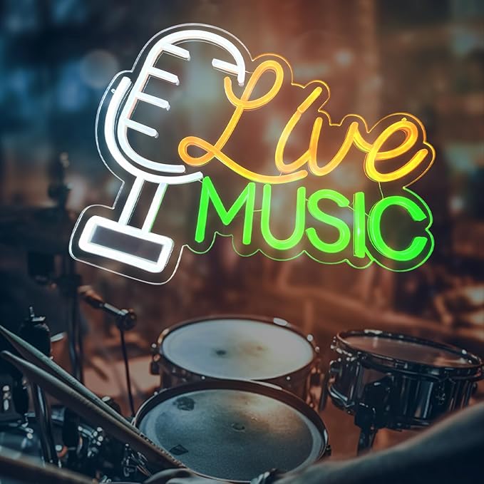 Live Nudes Neon Sign, Live Music Neon Signs for Wall Decor,Bright Dimmable Led Neon Light for Bedroom Music Studio Rec Room Game Musical Party Decor Birthday Kids Gifts
