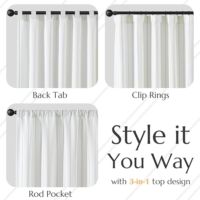 jinchan Green and White Striped Curtains 96 Inches Long for Living Room Bedroom Green on White Curtains Pinstripe Drapes Privacy Light Filtering Rod Pocket Modern Window Treatments Set 2 Panels