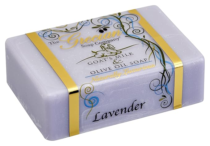 Grecian Goats Milk & Olive Oil Soap Bar 3-pack Lavender Scent: Handmade, All-Natural, Soap for Dry & Sensitive Skin, pH-Balanced, RSPO Sustainable - 4oz Bar
