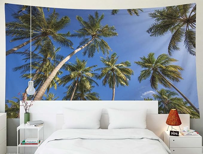 EMMTEEY Tree Tapestry Wall Art Small 60X40 Inch-Coconut Palm Tree Tropical Summer Durable Wall Decor for Living Room