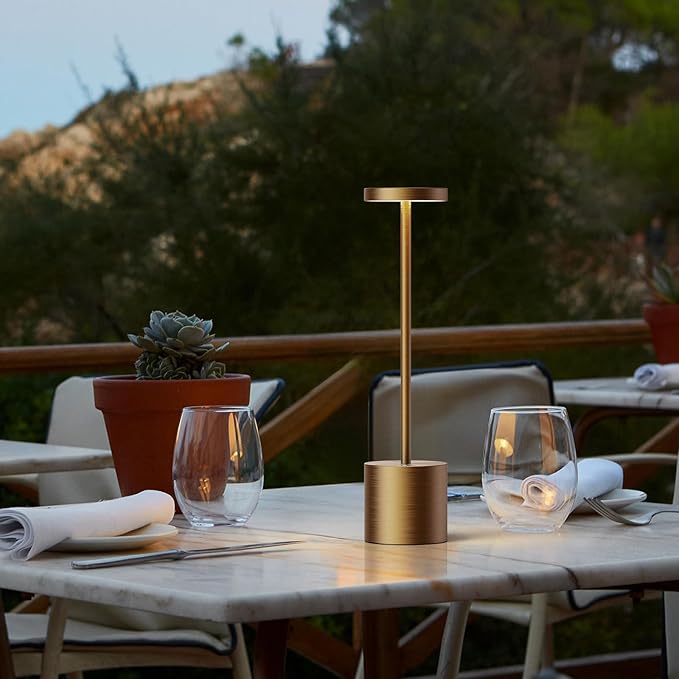 SAKRINGT Cordless Table Lamps Rechargeable,6000mAh Portable Battery Operated LED Table Light for Restaurant Outdoor 2 Pack Titanium