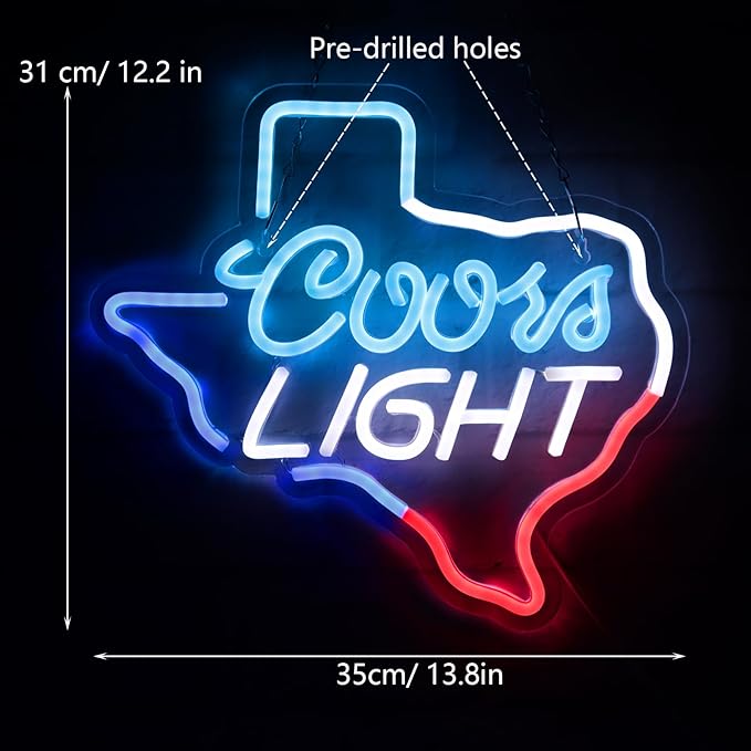JFLLamp Texas Crs Light Neon Signs for Wall Decor Neon Lights for Bedroom Led Signs Suitable for Man Cave Bar Pub Christmas Birthday Party Gift