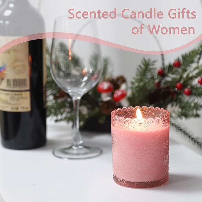 Scented Candles Natural Soy Candle for Home Large Glass Jar Candles 8oz Single Wick Candle Over 50 Hours of Burn Time for Creating Relaxing Ambience & Holiday Gifting(Juicy peach)