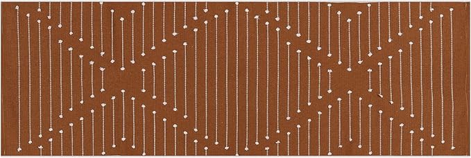 LIVEBOX Burnt Orange Runner Rug 2'x6' Boho Washable Rug for Hallway, Moroccan Woven Entryway Throw Area Rug Indoor Cotton Mat for Kitchen Bedroom Laundry Bathroom Entry